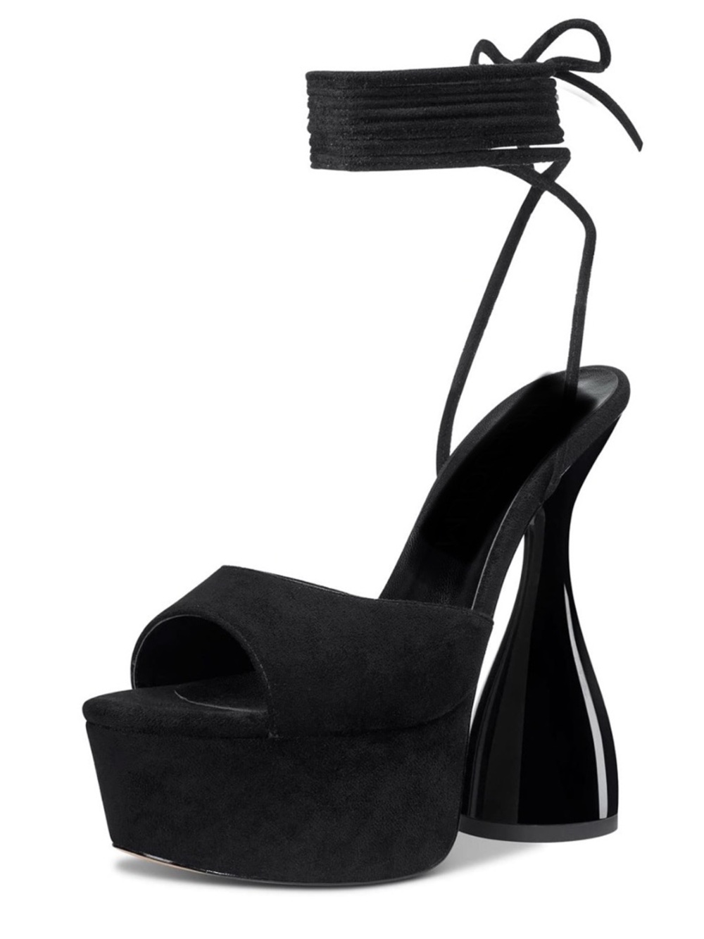 Women’s Black Platform Ankle-Tie High Heel Sandals Shoes Size 10 NEW - Picture 3 of 14